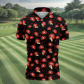 Sassy Red Lips Golf Shirt, Funny Valentine Pattern Design, Men's Golf Polo