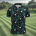 Skull Potion Halloween Pattern Polo Shirt, Printed Golf Shirts, Golf Apparel For Men