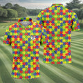 It's Okay To Be Different Autism Puzzle Golf Tops For Men, Autism Awareness Colors Golf Shirts For Men