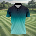 Turquoise Gradient Golf Ball Pattern Hawaiian Golf Shirt, Golf Shirts For Men