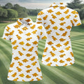 Cute Dinosaur Cookie Pattern Women's Golf Tops, Ladies Golf Shirts, Printed Golf Shirt