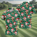 Custom Face Candy Cane Pattern Green Golf Shirt, Christmas Golf Shirt, Polo Shirts For Men, Golf Gift For Men
