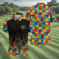 Acceptance Awareness Understanding Autism Awareness Puzzle Pattern Black Fade Golf Shirts For Men