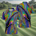 Rainbow Neon LGBT Support Zebra Pattern Golf Tops For Men, Pride Month Golf Shirts For Men