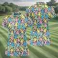 Pastel Easter Bunny Leopard Print Polo Shirt, Women’s Golf Apparel, Hawaiian Golf Shirt, Printed Golf Shirt