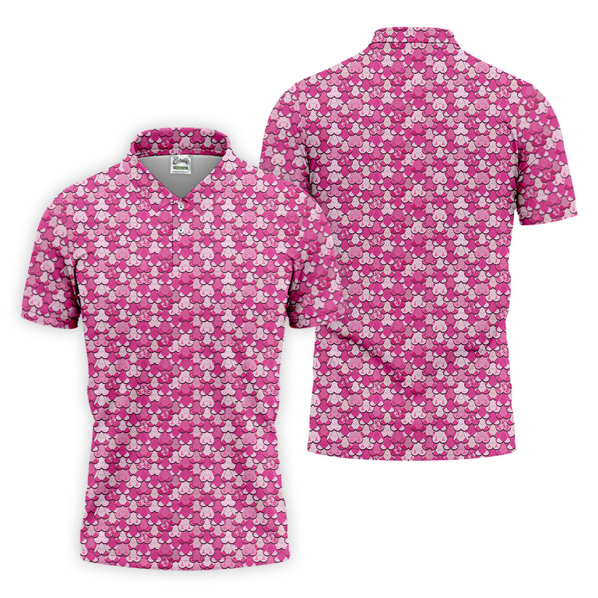FREE SOCKS Pink Breast Cancer Golf Shirt, Funny Men Golf Shirt, Cancer Awareness Shirt, Golfing Apparel