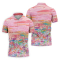 Ombre Colorful Breast Cancer Golf Shirt, Couple Golf Shirt, Matching Golf Shirt, His And Hers Golf Shirts