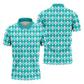 Ovarian Cancer Teal Argyle Men's Golf Polo Shirt, Ovarian Cancer Awareness Shirt, Golf Gift For Men