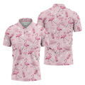 Pink Flamingo Customized Golf Polos, Fun Men's Golf Polos, Hawaiian Golf Shirts, Golfing Apparel