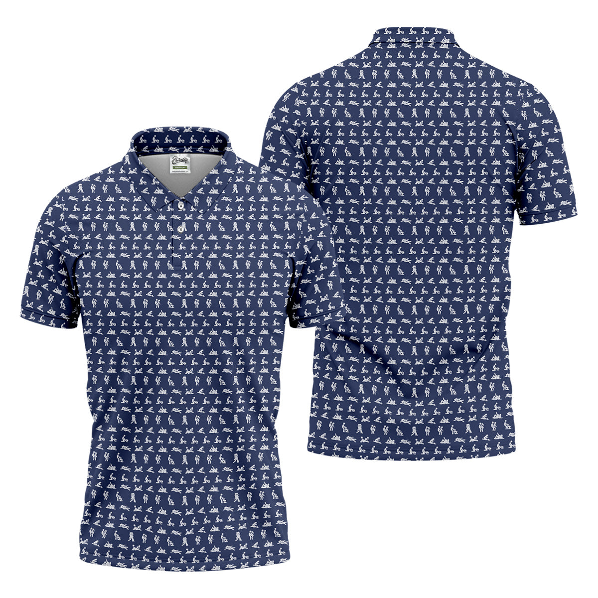 Stick Figure Couple Fun Men's Golf Polos, Fun Golf Shirts For Men, Unique Gift For Golfer, Matching Golf Shirt
