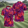 Purple Palm Tree Tropical Island Golf Shirt, Mens Golf Polo, Printed Golf Shirts