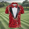 Red Leopard Funny Costume Hawaiian Golf Shirt, Polo Shirts For Men, Golf Shirts For Men
