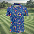 Surfing Alien Space Galaxy Hawaiian Golf Shirt, Hawaiian Golf Shirt, Golf Shirts For Men