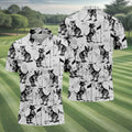 Vintage Golfing Dogs Pattern Golf Polo Shirt, Mens Golf Shirts, Golf Apparel For Men