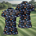 Colorful Dinosaur Hawaiian Golf Shirt, Cute Golf Outfit, Women's Golf Tops, Ladies Golf Shirts