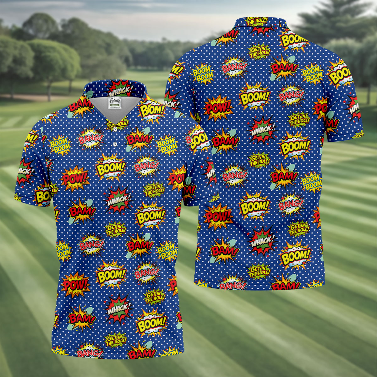 Funny Comic Pop Art Golf Shirt, Mens Golf Shirts, Golf Apparel For Men