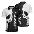 Black And White Skull Golf Polo Shirt, Men's Golf Polo Shirt, Golfing Apparel, Mens Golf Gift