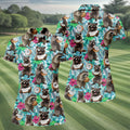 Funny Raccoons Enjoying Coconuts Design Hawaiian Golf Polo, Golf Tops For Women, Golfing Apparel