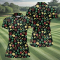 Leprechaun Hats Gold Coins Pot St Patrick's Day Shamrock Golf Shirt, Women's Golf Tops, Ladies Golf Polos