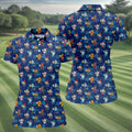 Christmas Characters Golf And Beer Navy Women's Funny Golf Shirts, Christmas Golf Shirt, Polo Shirts For Women