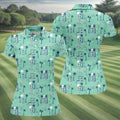 Astronaut Golfing Space Themed Tropical Golf Shirt, Women's Golf Tops, Ladies Golf Shirt