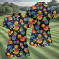Colorful Pineapple Sleeveless Golf Shirt, Cute Golf Outfit, Women's Golf Shirt, Golf Polo For Women