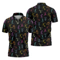 Funny Stickman Golfer Pose Black Golf Shirt, Unique Gift For Golfer, Men's Golf Polo, Golfing Apparel