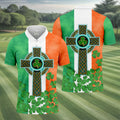 Celtic Cross Knotwork St Patrick's Day Shamrock Golf Shirt, Men's Golf Polo Shirts, Golf Shirts For Men