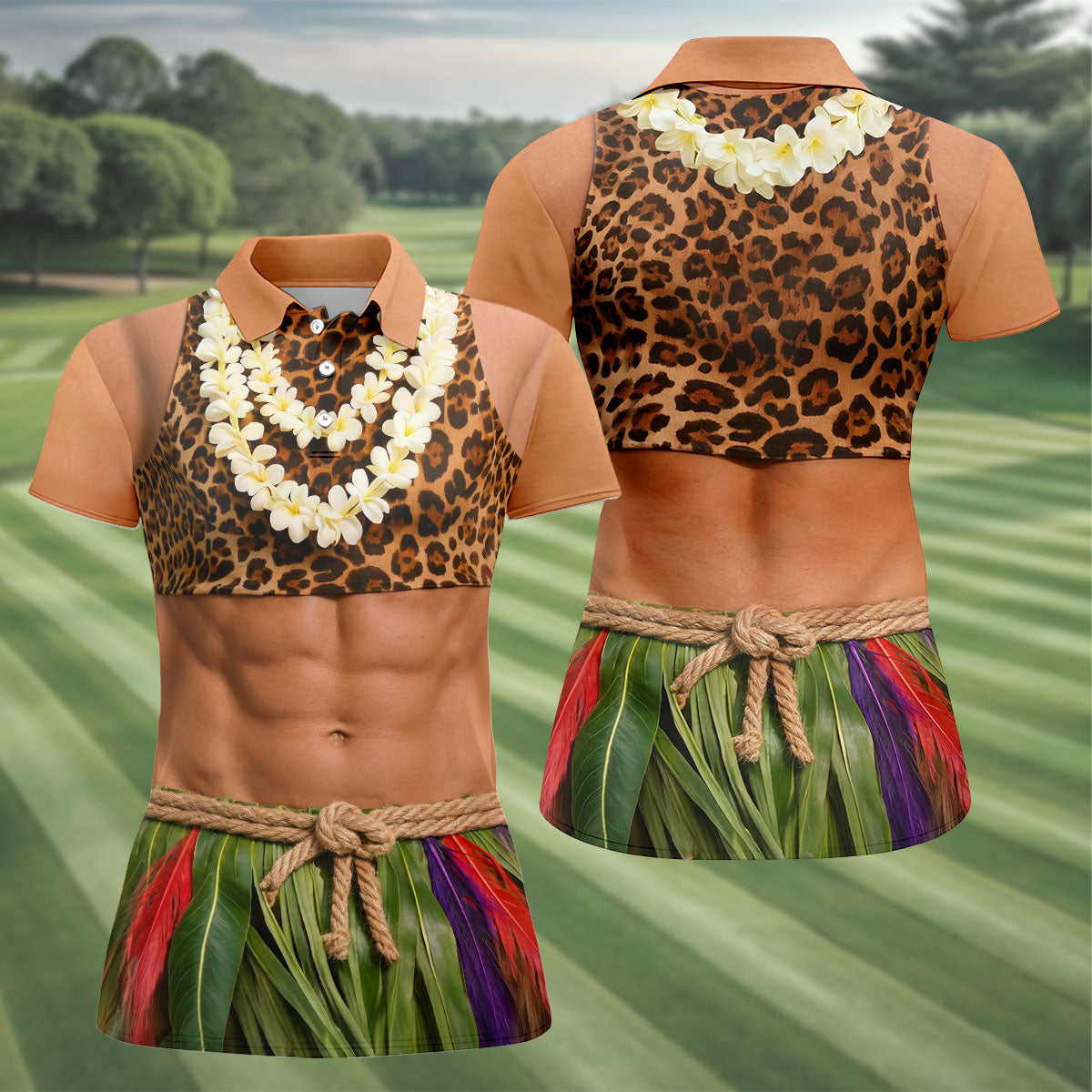 Hawaiian Hula Costume Muscle Polo Shirt, Women's Summer Shirts, Funny Shirts For Women