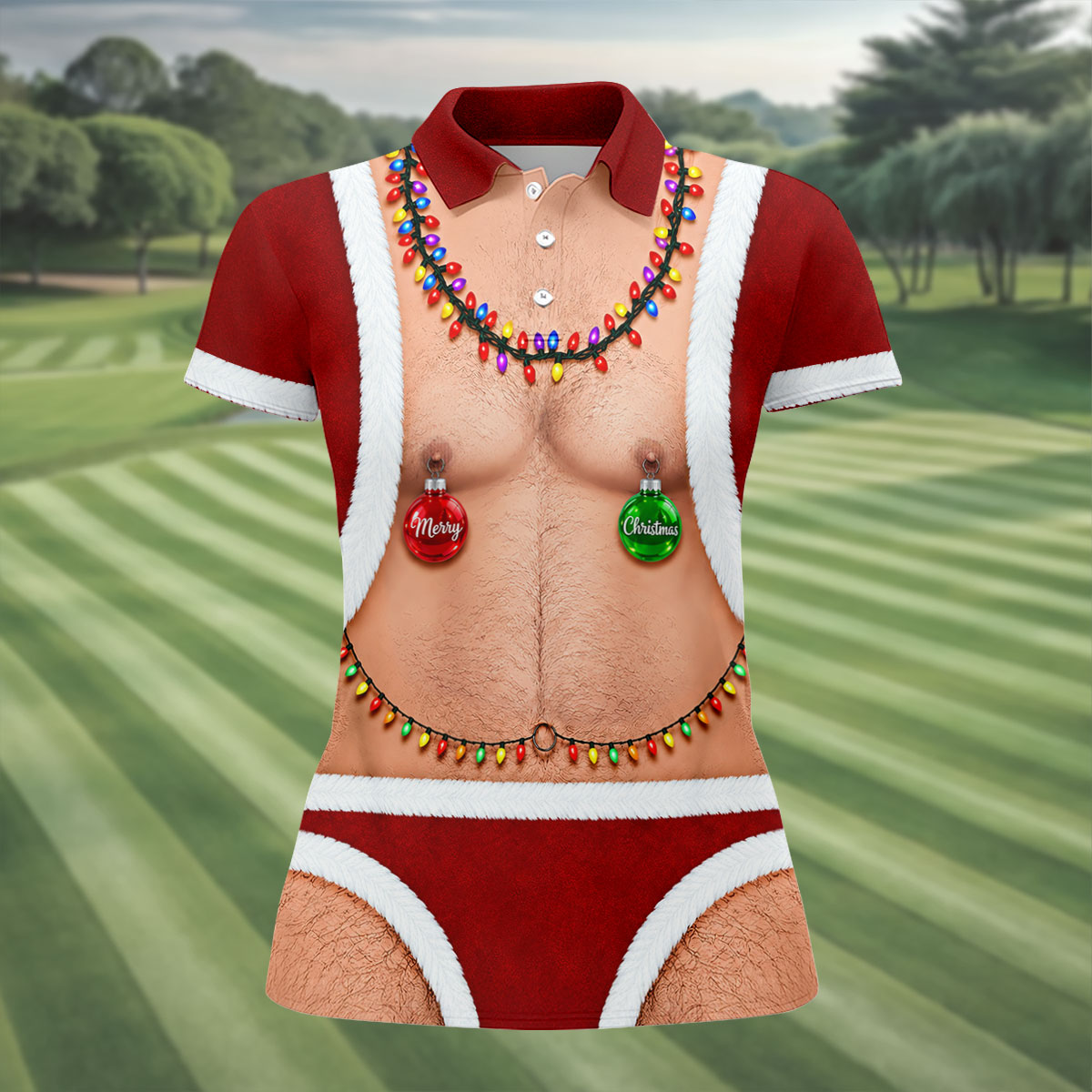 Funny Santa Christmas Balls Golf Polo Shirt, Women’s Golf Polo, Golf Tops For Women