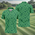 Leprechaun Hat Shamrock Beer Dark Green Seamless Pattern St. Patrick’s Day Golf Shirt, Golf Shirts For Men