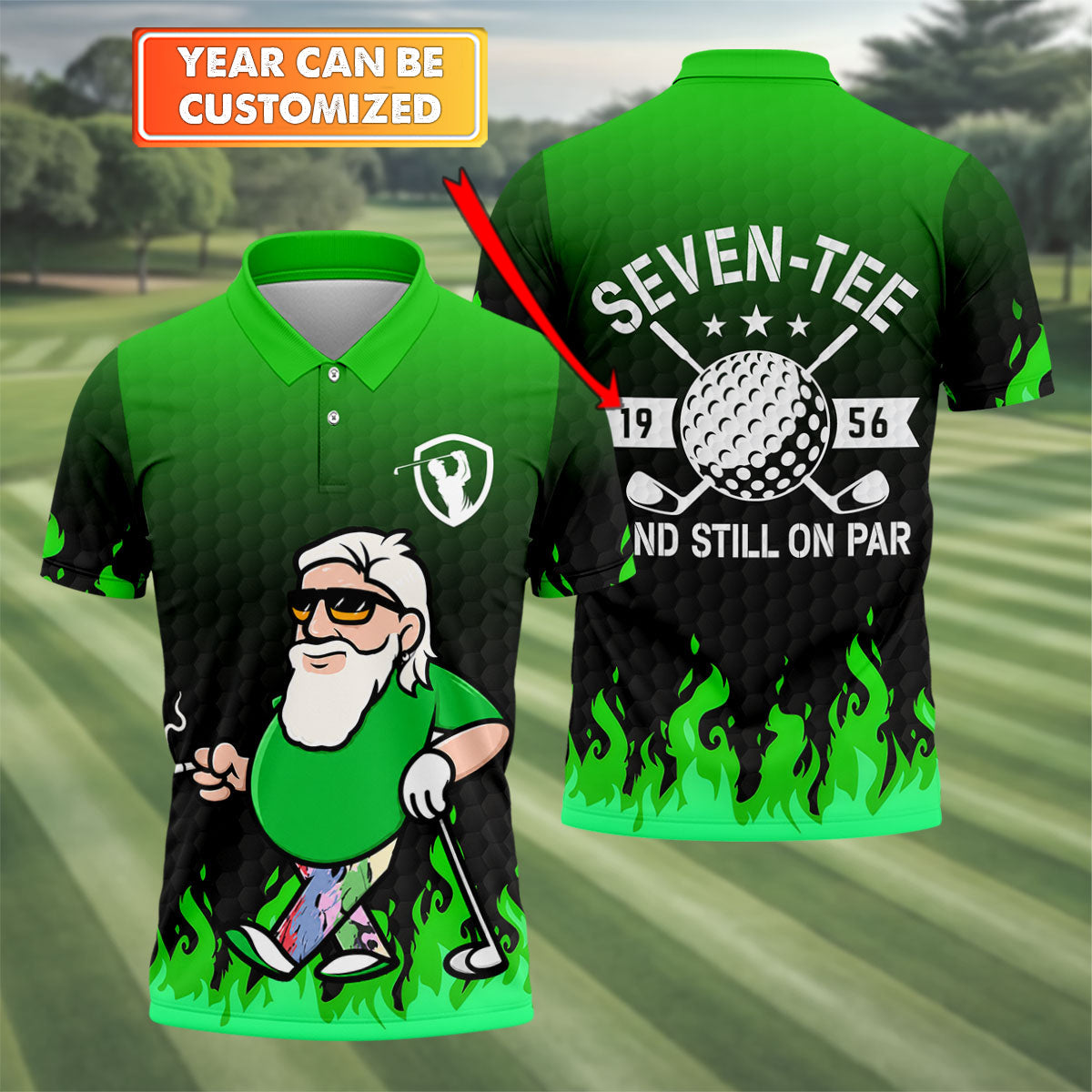 Custom Year Seven Tee And Still On Par Golf Polo Shirt, Mens Golf Shirts, Hawaiian Golf Shirt