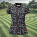 Funny Golf Bourbon Cigar Pattern Polo Shirt, Women’s Golf Polo, Golf Shirts For Women