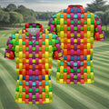 Colorful Interlaced Ribbon Pattern Hawaiian Golf Polo, Golf Tops For Men, Golfing Apparel