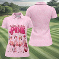 In October We Wear Pink Flamingo Breast Cancer Polo, Ladies Golf Shirts, Womens Golf Tops