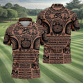 Maori Tattoo Pattern with Traditional Tiki Mask Hawaiian Golf Polo, Golf Tops For Men, Golfing Apparel