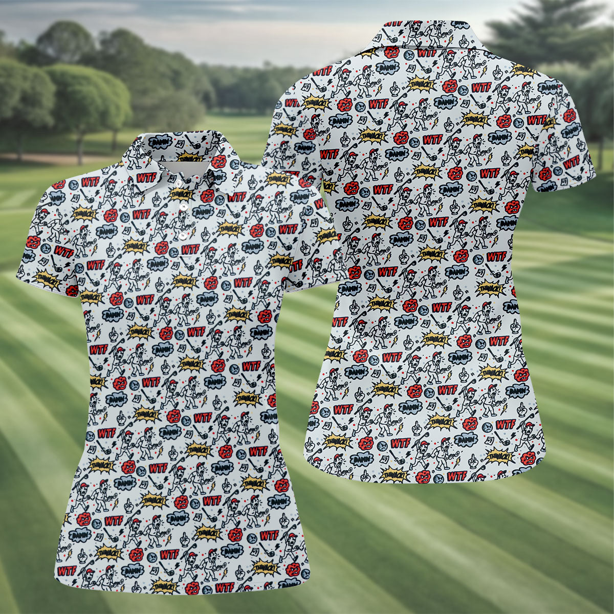 Tropical Beach Golf Paradise Polo Shirt, Ladies Golf Tops, Women's Golf Apparel