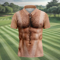 Funny Hairy Man Body Illusion Design Hawaiian Golf Shirt, Golf Shirts For Men, Polo Shirts For Men