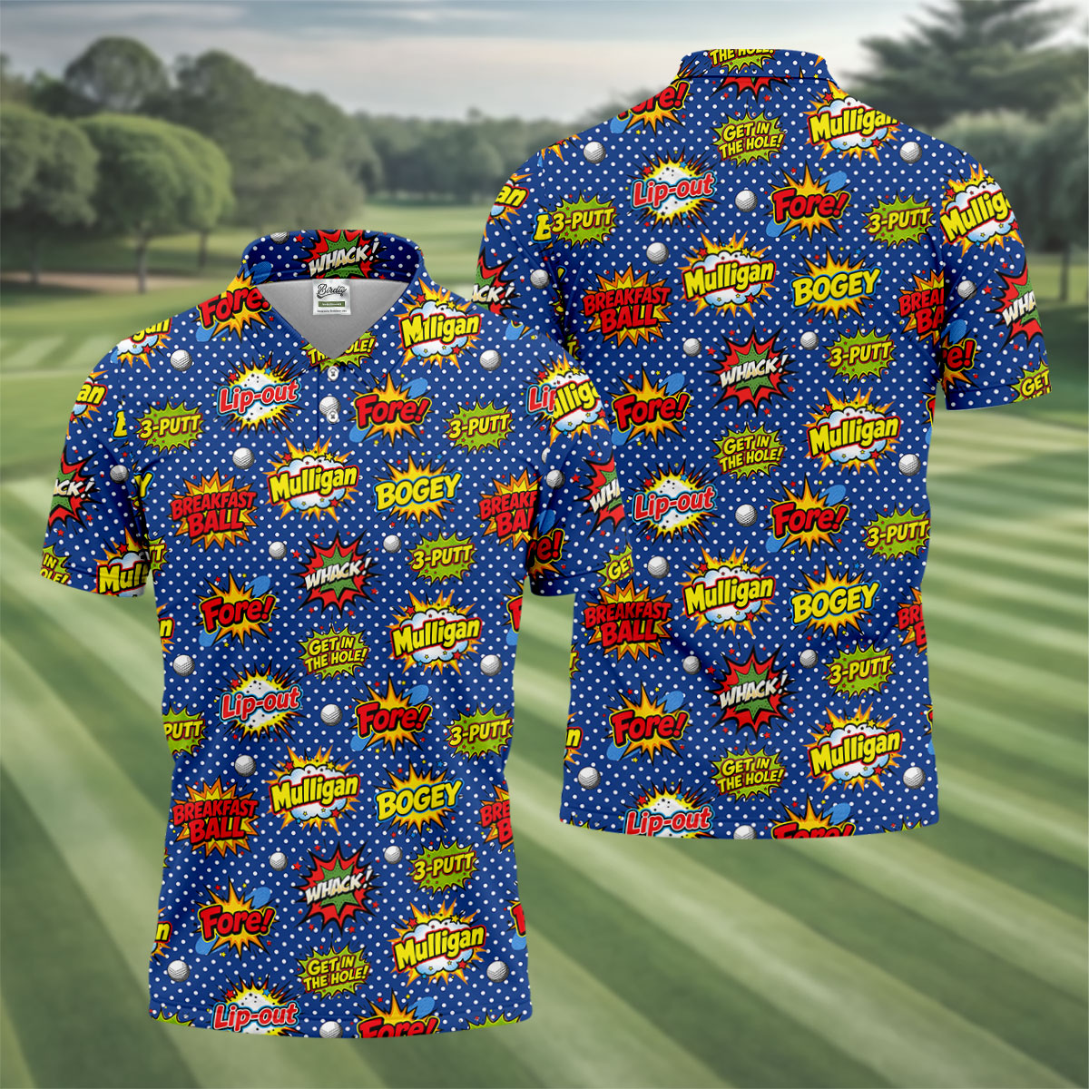 Funny Comic Pop Art Golf Shirt, Fun Golf Polo Shirt, Golf Shirts For Men