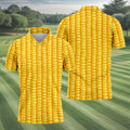 Realistic Sweet Corn Cob Print Design Hawaiian Golf Shirt, Golf Shirts For Men, Polo Shirts For Men