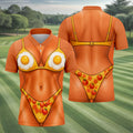 Funny Fried Egg Bikini Body Golf Shirt, Mens Golf Polo, Polo Shirts For Men, Printed Golf Shirts