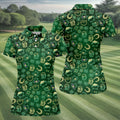 Beer Shamrock Neon Pattern St Patrick's Day Golf Shirt, Women Golf Top, Ladies Golf Shirts