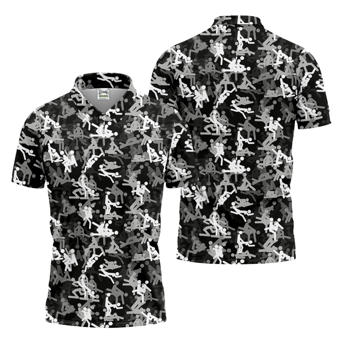Black And White Funny Couple Mens Golf Polo Shirts, Cool Golf Gift, Golfing Apparel