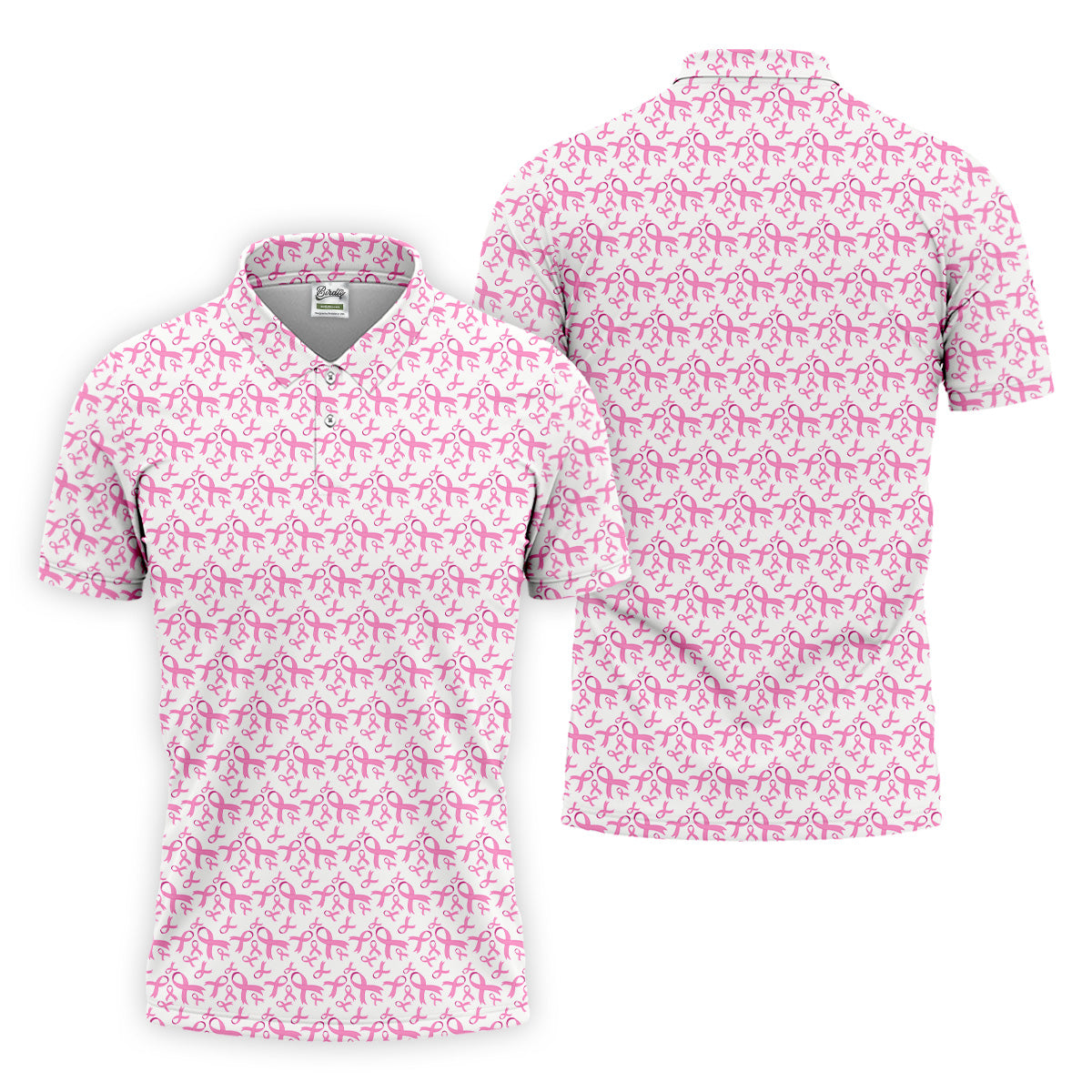 Pink Ribbon Breast Cancer Men Golf Shirt, Breast Cancer Awareness Shirt, Golf Gifts For Men