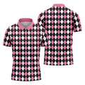 Black Pink Argyle Men's Golf Polo Shirt, Golf Gift For Men, Golfing Apparel, Matching Golf Shirt