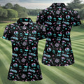 Flamingo Tropical Gradient Colors Retro Golf Shirt, Women's Golf Tops, Ladies Golf Shirt