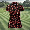 Sassy Red Lips Golf Shirt, Funny Valentine Pattern Design, Women’s Golf Polo