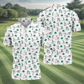 Stick Figure Golf Pose St Patrick's Day Shamrock White Golf Shirt, Polo Shirts For Men, Golf Shirts For Men
