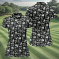 Dark Grim Reaper Skull Pattern Golf Polo Shirt, Women's Golf Polo, Ladies Golf Tops