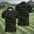 Black Neon Paint Splatter Golf Shirt, Men's Golf Shirt, Golf Apparel For Men